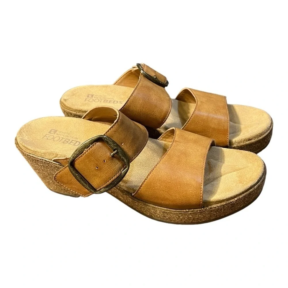 White Mountain Slip On Tan Heeled/Lift Sandals Size 10m